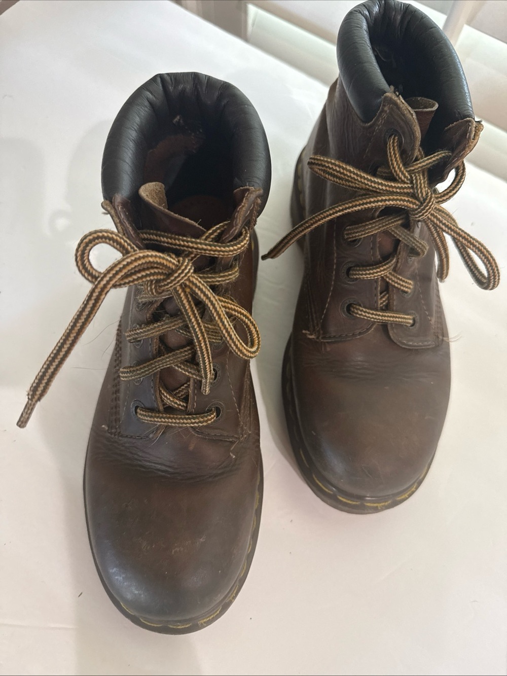 Dr Doc Martens Size 8 US Crazy Horse Lug Sole Boots Brown Leather England